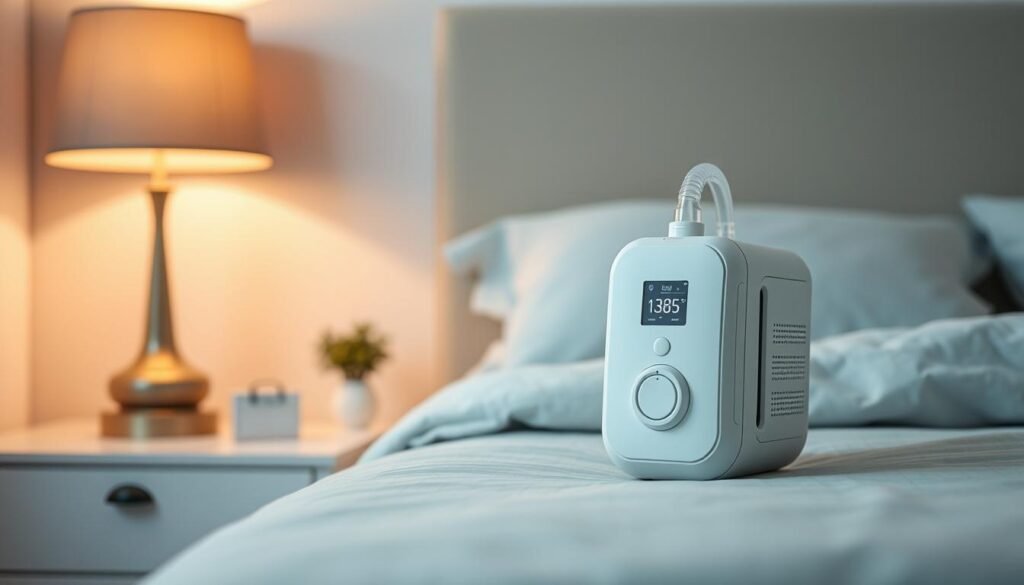 A sleek, modern medical device designed for sleep apnea patients, the iCareCPAP machine sits prominently on a bedside table. Soft lighting from a nearby lamp casts a warm glow, highlighting the machine's clean lines and intuitive controls. In the background, a tranquil bedroom scene with muted tones and minimal furnishings creates a calming, restorative atmosphere. The iCareCPAP's intuitive interface and ergonomic design convey a sense of reliability and ease of use, perfectly suited for those seeking a discreet, effective solution to their sleep-related breathing issues. A sleek, modern medical device designed for sleep apnea patients, the iCareCPAP machine sits prominently on a bedside table. Soft lighting from a nearby lamp casts a warm glow, highlighting the machine's clean lines and intuitive controls. In the background, a tranquil bedroom scene with muted tones and minimal furnishings creates a calming, restorative atmosphere. The iCareCPAP's intuitive interface and ergonomic design convey a sense of reliability and ease of use, perfectly suited for those seeking a discreet, effective solution to their sleep-related breathing issues.